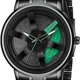 MotionX | Car Wheel Style Spinning Dial with Black Coated Stainless Steel Chain & Butterfly Double Snap Lock for Men & Boys-image-106