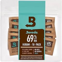 Boveda 69% Two-Way Humidity Control Packs For Storing Up to 5 Items – Size 8 – 10 Pack – For Small Plastic Travel Cases & Bags – Moisture Absorbers – Humidifier Packs in Resealable Bag-24