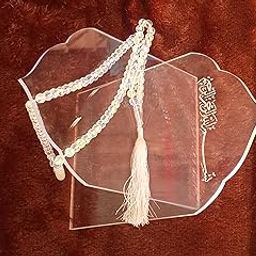 Prayer Quran Book Stand with Arabic Calligraphy, Clear Acrylic Stand with White Tassel-picture-23