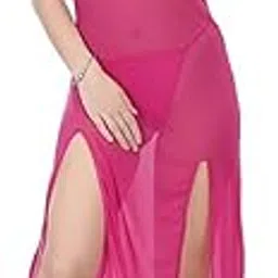 xs and os Women's Polyester Spandex Mix & Mesh Plain Maxi Baby Doll-picture-14