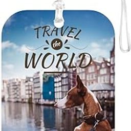 TPJ Handmade Resin Customized Luggage ID Tag with Pet Name Dog Cat Photo, Cute Personalized Travel Bag Identifier Label, Travel Accessories Ideal for Gifting - Cityscape Canine Wanderer Travel Paws-image-64