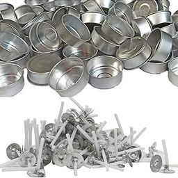 HMS PRO Tealight Aluminium Empty Collar 100 Cups + 100 Cotton Wicks for DIY Candle Making | Party, Wedding, Home Décor, 100 Units (Pack of 1)-image-86