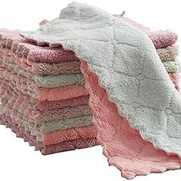 Kitchen Sharp 10 Pack Kitchen Cloth Dish Towels, Microfiber Cleaning Cloth Double-Sided Dish Drying Towel Reusable for House Furniture Table Kitchen Dish Window Glasses 9.85X9.85in, Grey-image-4