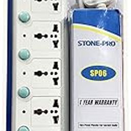 STONE-PRO 250V 6-Socket 4.8M Extension Cord, 2500W MAX, Individual Switch, Adaptable to All Countries, Flex Box, Spike Buster-5