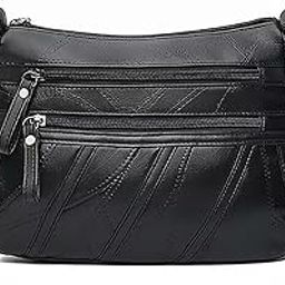 soft women's bag shoulder messenger bag fashion casual(Black)-image-32