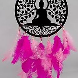 Agam Decors - 4.5” Dreamcatchers – Buddha with Pink Feathers - Dreamcatcher for Home, Wall Hangings, Home Décor, Handmade Dreamcatcher for Bedroom, Balcony, Garden-image-87