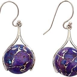 Silvertree925 Traditional Purple Turquoise Earrings in PURE Sterling Silver for Women's & Girl's(ST734)-image-40