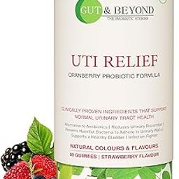 Gut & Beyond UTI Relief Gummies | Alternative to Antibiotics | Prevents Harmful Bacteria | Reduces Urinary Discomfort | Supports a Healthy Bladder | Vaginal Microbiome | Urin|ary Tract Health | Cranberry & Probiotic Formula | Strawberry Flavour | 60 Gummies-15