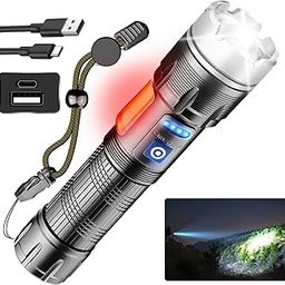 Feelon LED Flashlights Rechargeable High Lumens, 90000 Lumen Super Bright Zoomable with USB Cable, 7 Modes Powerful Handheld LED Flashlights for Home Emergencies Camping Camping (7 Modes)-30