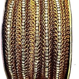 Jasol Stone Chain lace for Sewing Saree lace Border with Stone Blouse DYE Sewing Crafts Pack of 3 Meter-image-3
