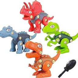 VGRASSP 4 Pcs DIY Dinosaurs Toy Set for Kids - DIY Assembly STEM Toy Kit with 1 Screw Driver - Puzzle Dino Building Kit for 3 4 5 6 7 8 9 10 11 12 Year Old Boys and Girls - Multicolor-20