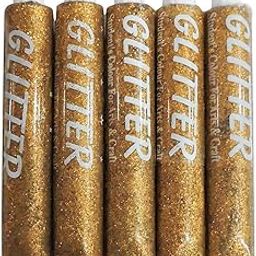 Asian Hobby Crafts Sparkling Golden Glitter Tubes, Paper Glitter for Art &Crafts, Drawing, School Projects, and Model Making and DIY Projects|Set of 5 (25 ML Each, Golden)-image-17