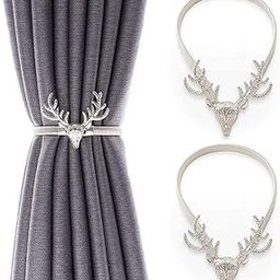 FURNISHINGKART Silver Deer Horn Curtain Tieback Adjustable Decorative Alloy Curtain Rope Curtain Holders Tieback Wall for Window Drapries Curtain Straps Curtain Clip Buckle Pack of 2-image-8
