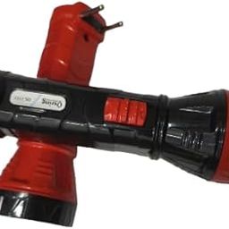 LED Torch Light, Super Bright, 12000 LUX, Ultra-Light and Easy to Carry Design, Large Reflector, for Everyday Use, 3AA Batteries Red and Black-14