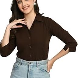 Trendy Womens Brown Formal and Casual 3/4 Sleeves Shirt-image-80