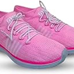 Women's Athletic Knit Sneakers, Pink with Grey Sole, Lightweight Running Shoes | Women Shoes Pink 6-image-47