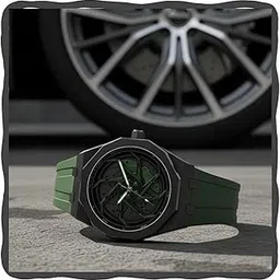 on time octus Spinning Car Wheels Gyro Men's Sport Watch| Rotating Wheel Dial Silicone Strap Analog Luxury Watches for Boy's and Men -MN-259-picture-0