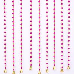 GrowHive 10 Pcs Handmade Artificial Marigold Garland – Genda Phool Decoration Toran for Weddings & Festivals (5 Yellow + 5 Orange, 4.2-4.9 Ft) (Pink with Bells, Pack of 5)-image-23