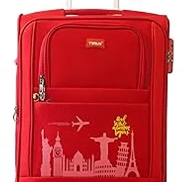 timus Salsa Plus Premium Polyester Soft Cabin Suitcase TSA Lock & Lightweight 8 Wheel Spinner Dust Resistant Eco-Soft Printed Luggage Trolley Bag for Men and Women for travell (58 CMS, Red Color)-picture-2