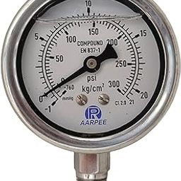 Compound Gauge, 63mm (2.5inch), -1~21 Kg/cm² (-760 mmHg ~ 300 PSI), SS304 Casing, +/-2% (3/8" BSP)-image-11