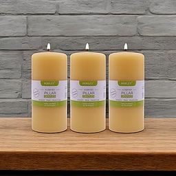 HOSLEY Pack of 3|6 Inch Long Each|Sweet Pea Jasmine Fragrance White Pillar Candles|Christmas Candles|Soy & Paraffin Wax Candles|90 Hours Burn Time|Smokeless & Dripless|2.75 Inch Diameter-image-8