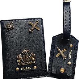 Eco Leather Unisex Lightweight Snap Closer Customize Passport Cover with Luggage Tag (Black)-image-12