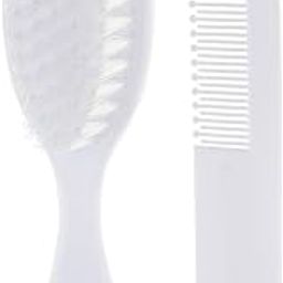 Generic 2pcs White Newborn Baby Kids Head Hair Care Set Grooming Soft Hair Brush Kit-image-49