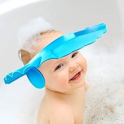 Snevil Safe Shampoo Shower Bathing Protection Bath Cap Soft Adjustable Visor Hat for Toddler, Baby, Kids, Children (Blue)-picture-3