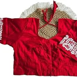 bong butiq Cotton Satin Blouse, Red with White Floral Embroidery, Readymade Stylish Women's Wear-picture-44