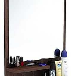 BLUEWUD Rico Engineered Wood Wall Mount Dressing Table Mirror with Shelves & Hooks (Wenge)-36