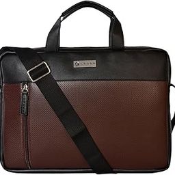 Men's Brown & Black Vegan Leather 14" Laptop Messenger Bag with Flat Handle|1 Main Compartment|1 Front Zip Pocket|2 Slipping Pocket-image-24