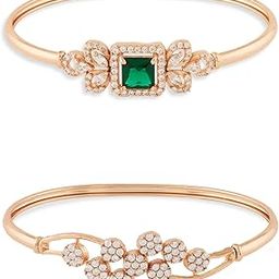 Combo of 2 Green Dazzling Cubic Zirconia Contemporary Kada Bracelets For Women-ZPFK21439-image-13