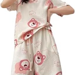 Pajama for Women Cute Printed Sets 2 Piece Ribbed Knit Lounge Sets Pjs Shorts Summer Short Sleeve Sleepwear with Pockets-image-68