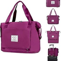 Travel Duffel Bag | Shoulder Bag | Expandable Folding Travel Bag for Women | Waterproof Luggage Bag for Travel (Wine)-image-127