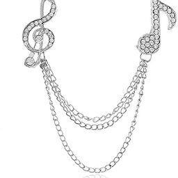 Cubic Zirconia Studded Music Double Chain Pin Brooch Elegant Jewellery Gift for Men-picture-53