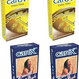 CareX Powershot and Rough & Tough Condoms (Super Studded & Extra Time Dotted) - Pack of 4 | (Combo)-8