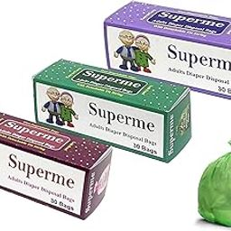 Superme Adults Diaper Disposable Bags (90 Bags) | Extra Large Size 17inch X 19inch | Specially Designed For Adult Diaper Disposal.-25