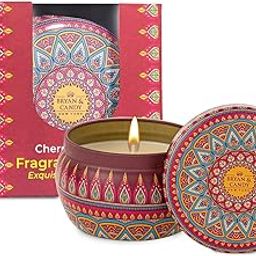 Bryan & Candy Scented Candles Gift Set for Women & Men, Cherry Blossom Aromatherapy Candles, 100gm Soy Wax Eco Friendly Printed Tin-image-69