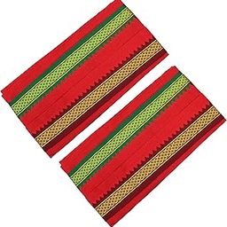 Men's Color Border Cotton and Crush Jarigai Angavastram | towel/kasavu Shawl | melmundu | uthareeyam | Traditional Pooja Towel – DOUBLE BORDER-image-9