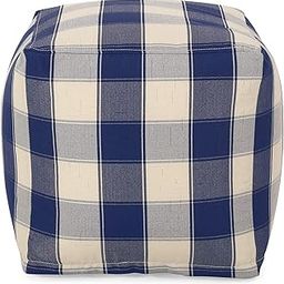 Christopher Knight Home Jacqueline Modern Fabric Checkered Cube Pouf, Ivory + Navy Blue-image-61
