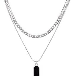 Stainless Steel Pendant Double Layer Chain for Men, Silver Pendant Necklace for Men and Women Ideal for Casual Outings, Birthday Gift for Men/Boys, Anniversary Gift for Husband-image-95