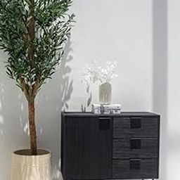 Goldview Furniture Modern Black Storage Cabinet – 3 Drawers and Sliding Door – Metal Legs – Sleek Multi-Purpose Organizer for Living Room, Bedroom, or Office-image-96