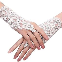 Bridal Wedding Lace Satin gloves (WA)-37