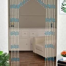Zepham Fancy Sparkling PVC Heart Moti Bead String Door Curtains for Home Living Room Mandir Pooja Room Decoration, 01 Curtain (Half Door 7 Ft Long) Blue-image-54