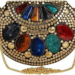 Bridal Women' Antique Brass Purse Ethnic Handmade Metal Clutch Bag-image-9