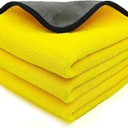 KANGAROO Multipurpose Microfiber Cloth, 40 x 40 cm, 600 GSM, Pack of 3, Yellow/Grey-image-1