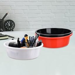 Pack of 3 Desk Organizer | Stationery Organizer | Multipurpose Organizer | Office Supplies for Pen-Pencil-Staplers | Desktop Organizer | 6 LTR | Red & Black & White-image-85