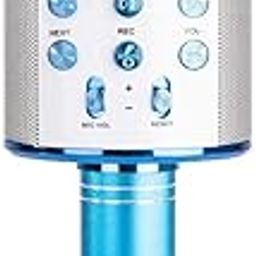 VRJTEC Kids Karaoke Microphone Toy | Wireless Bluetooth Mic for Toddlers Age 3+ | Singing Toy for Boys & Girls | Birthday Gift for Children | Musical Mike Toy for Fun & Learning (Blue)-image-52