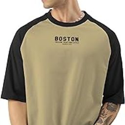 Mens Printed Round Neck Half Sleeve White and Green Cotton Oversized T-Shirt-image-39