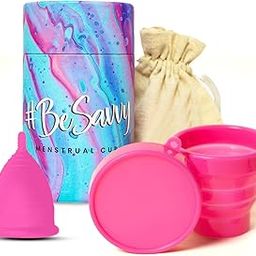 Savvy Menstrual cup with Collapsible Silicone Cup Foldable Sterilizer for Women| Microwaveable, Compact and Travel friendly| Medium Cup- Up To 25ML-3